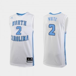 For Men's #2 Replica Jordan Brand College Basketball White Coby White UNC Jersey