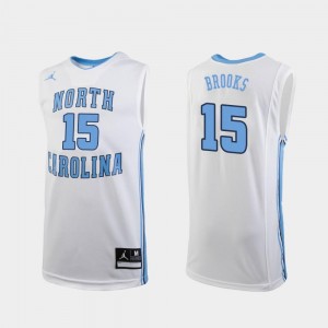 Jordan Brand College Basketball #15 Replica White Mens Garrison Brooks North Carolina Tar Heels Jersey