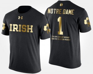 #1 Black No.1 Short Sleeve With Message For Men's Gold Limited Fighting Irish T-Shirt
