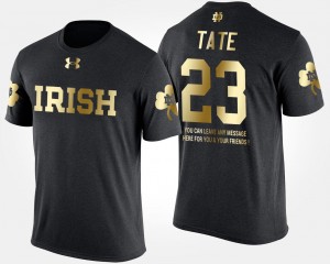 Men Short Sleeve With Message Black #23 Gold Limited Golden Tate Fighting Irish T-Shirt