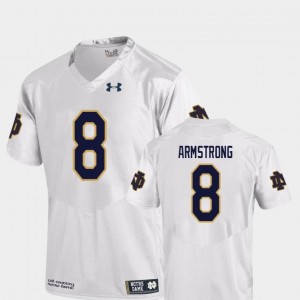 College Football #8 Jafar Armstrong Notre Dame Fighting Irish Jersey Mens White Replica Under Armour