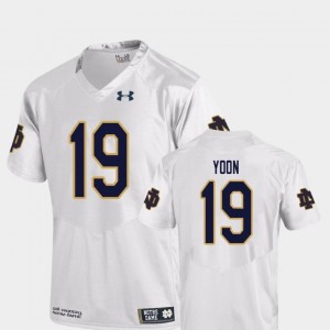 College Football #19 For Men's Justin Yoon UND Jersey White Replica Under Armour