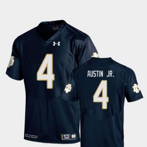For Men Navy #4 Replica Under Armour Kevin Austin Jr. Notre Dame Jersey College Football