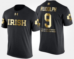 Mens Short Sleeve With Message Black Kyle Rudolph Fighting Irish T-Shirt Gold Limited #9