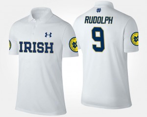 Name and Number #9 White Kyle Rudolph Notre Dame Fighting Irish Polo For Men's