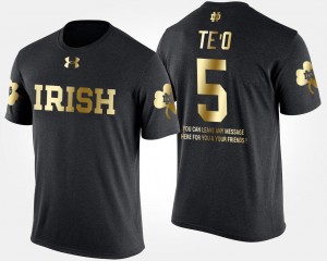 #5 Gold Limited Men's Black Short Sleeve With Message Manti Te'o University of Notre Dame T-Shirt