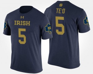 Name and Number Mens Manti Te'o UND T-Shirt #5 Navy