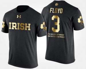 Michael Floyd University of Notre Dame T-Shirt #3 Black Short Sleeve With Message Gold Limited For Men