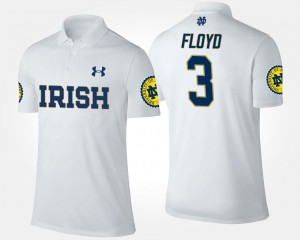 White Name and Number Michael Floyd Notre Dame Fighting Irish Polo #3 For Men