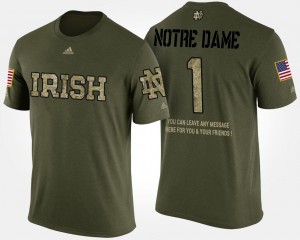 No.1 Short Sleeve With Message Military Camo Notre Dame Fighting Irish T-Shirt Men's #1