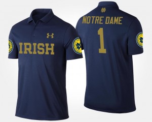 Notre Dame Fighting Irish Polo Name and Number Navy #1 No.1 Short Sleeve For Men's