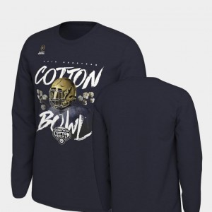 Navy Notre Dame T-Shirt 2018 Cotton Bowl Bound Men Illustration Long Sleeve College Football Playoff