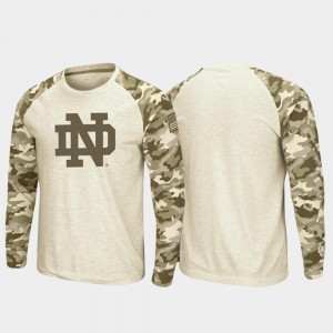 Oatmeal Raglan Long Sleeve Desert Camo Notre Dame T-Shirt OHT Military Appreciation Men's