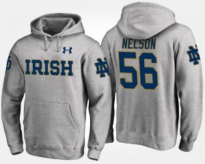 Quenton Nelson University of Notre Dame Hoodie Men Gray Name and Number #56