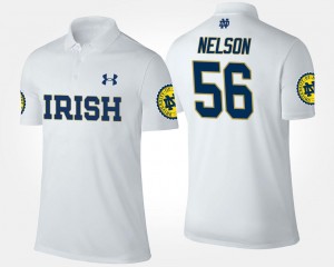 Name and Number Quenton Nelson Notre Dame Fighting Irish Polo #56 Mens White