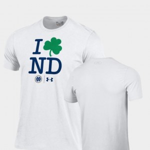 For Men White Notre Dame T-Shirt 2018 Shamrock Series I Love ND Charged Cotton Under Armour