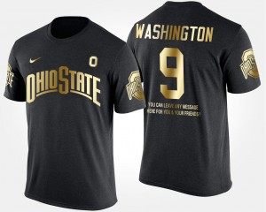 Black Short Sleeve With Message Adolphus Washington OSU Buckeyes T-Shirt Gold Limited #9 Mens