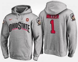Gray For Men's Braxton Miller OSU Hoodie #1 Name and Number