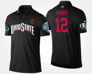 Black Men's Big Ten Conference Cotton Bowl Name and Number Denzel Ward Ohio State Buckeyes Polo Bowl Game #12