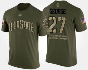 #27 For Men Camo Military Eddie George Ohio State T-Shirt Short Sleeve With Message