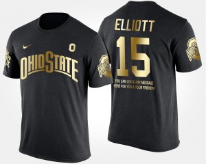 Gold Limited Men Ezekiel Elliott Ohio State T-Shirt Black #15 Short Sleeve With Message