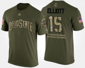 Short Sleeve With Message Camo #15 Ezekiel Elliott Ohio State Buckeyes T-Shirt Men Military