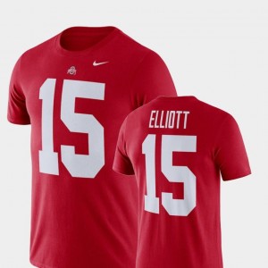 #15 Ezekiel Elliott Ohio State Buckeyes T-Shirt For Men Scarlet Name and Number Nike Football Performance