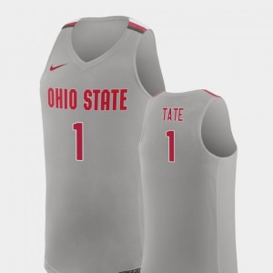For Men College Basketball Pure Gray Replica Jae'Sean Tate Ohio State Buckeyes Jersey #1