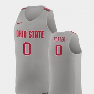 Micah Potter Ohio State Jersey College Basketball #0 Pure Gray Replica For Men's