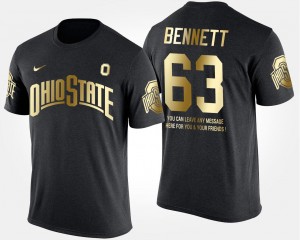 #63 Gold Limited Michael Bennett Ohio State Buckeyes T-Shirt Black For Men's Short Sleeve With Message