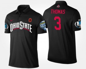 #3 Michael Thomas Ohio State Buckeyes Polo For Men Big Ten Conference Cotton Bowl Name and Number Black Bowl Game