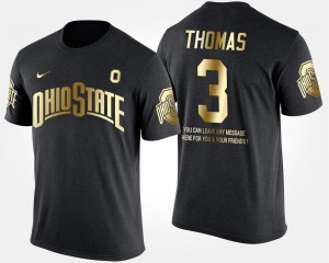 For Men Michael Thomas OSU T-Shirt Black #3 Gold Limited Short Sleeve With Message