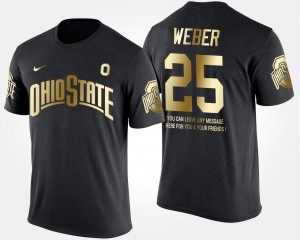 #25 Gold Limited Mike Weber Ohio State T-Shirt For Men Short Sleeve With Message Black