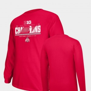 2018 Big Ten Football Champions OSU T-Shirt For Men Scarlet Locker Room Long Sleeve Big & Tall