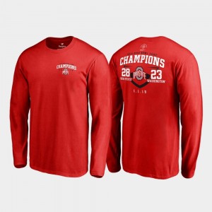2019 Rose Bowl Champions OSU T-Shirt Men's Scarlet Fair Catch Score Long Sleeve Fanatics Branded
