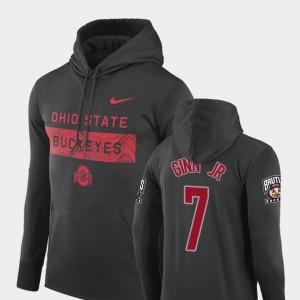 For Men's Nike Football Performance Sideline Seismic #7 Ted Ginn Jr Ohio State Hoodie Anthracite