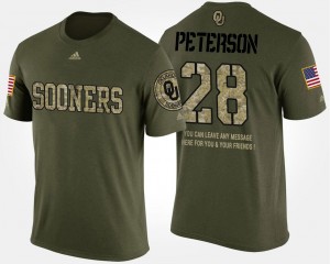 For Men's #28 Short Sleeve With Message Adrian Peterson OU Sooners T-Shirt Military Camo