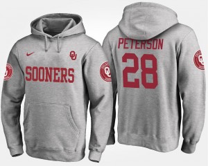 #28 Gray Name and Number For Men Adrian Peterson Oklahoma Hoodie