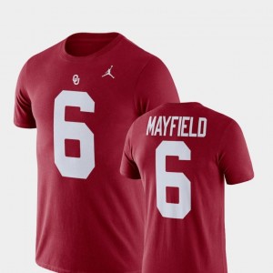 Name & Number Crimson College Football Men's #6 Baker Mayfield Oklahoma T-Shirt