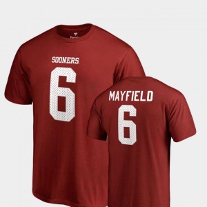 Crimson Baker Mayfield Sooners T-Shirt For Men's College Legends Name & Number #6