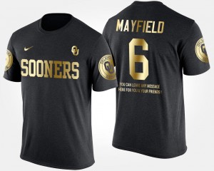 Baker Mayfield Oklahoma T-Shirt #6 Short Sleeve With Message Men's Black Gold Limited