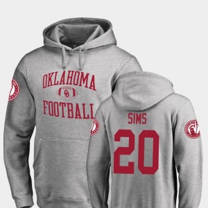 Fanatics Branded College Football Ash Neutral Zone #20 Billy Sims Sooners Hoodie For Men's