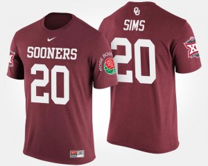 Big 12 Conference Rose Bowl Mens Crimson Billy Sims OU T-Shirt #20 Bowl Game