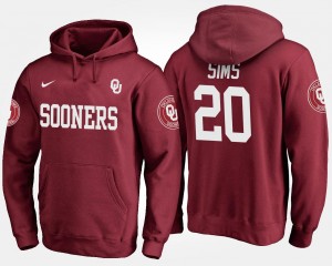 Name and Number #20 Crimson Billy Sims OU Hoodie Mens