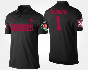 No.1 Big 12 Conference Rose Bowl Name and Number Bowl Game Black #1 Mens Oklahoma Sooners Polo