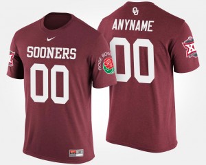 Big 12 Conference Rose Bowl Name and Number T shirt OU Sooners Custom T-Shirts #00 Crimson Bowl Game For Men