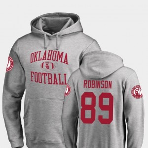 For Men's Ash #89 Fanatics Branded College Football Neutral Zone Jaylon Robinson Oklahoma Sooners Hoodie