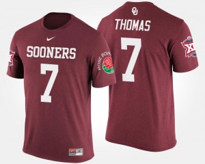 Jordan Thomas Sooners T-Shirt #7 Crimson Big 12 Conference Rose Bowl Men Bowl Game