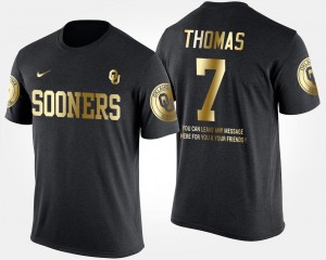 Gold Limited Short Sleeve With Message Men Black Jordan Thomas Sooners T-Shirt #7