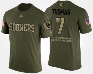 #7 For Men Short Sleeve With Message Military Camo Jordan Thomas OU T-Shirt